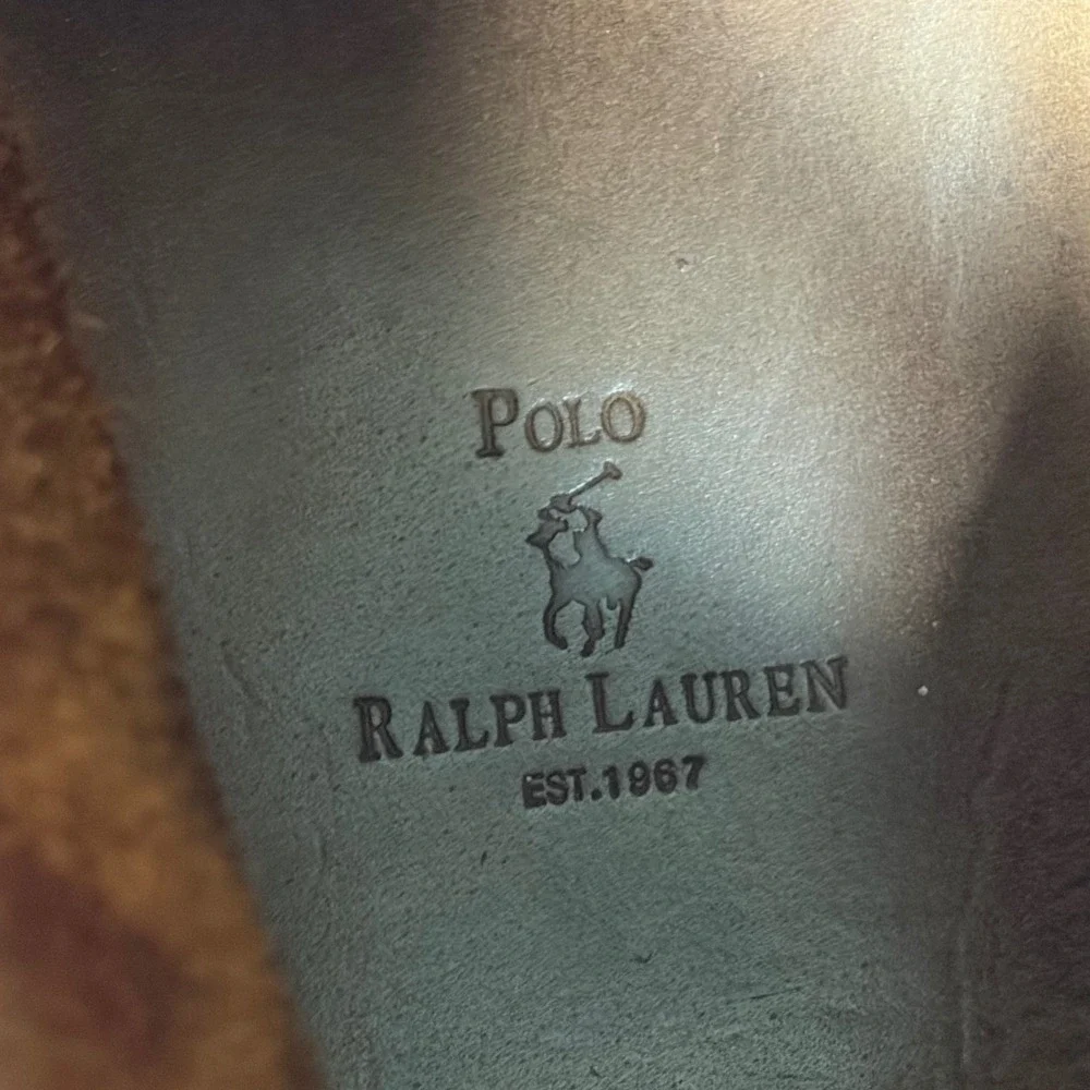 Polo Ralph Lauren Ranger Brown Leather Moc Toe Buckle Lug Sole Boots Mens 7.5 D